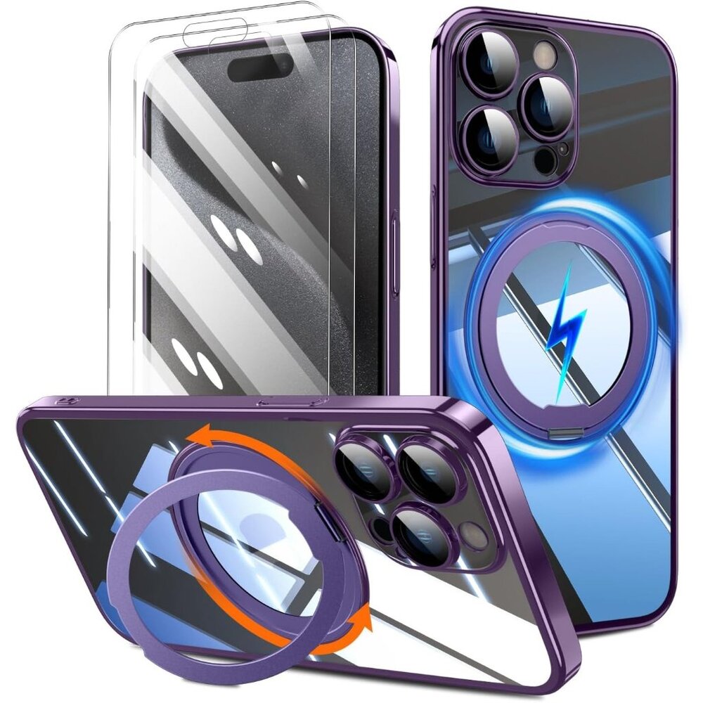 360° Rotatable Magnetic Ring for iPhone 13 Case‎ Clear Lens Protection